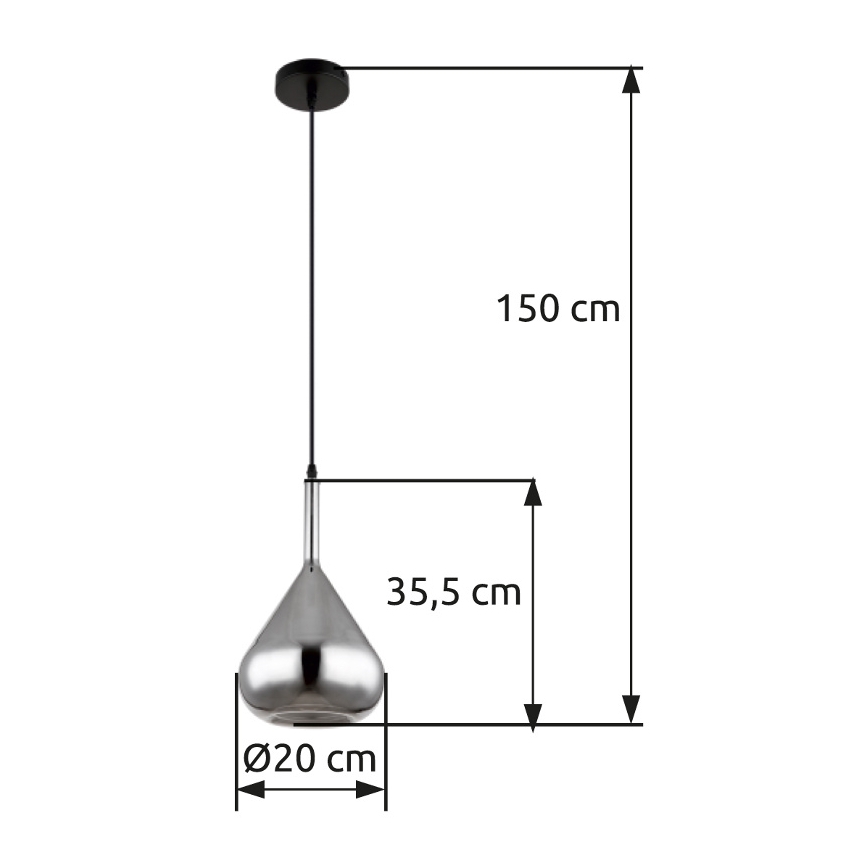 Globo - Luster na sajli 1xE27/60W/230V pr. 20 cm crno
