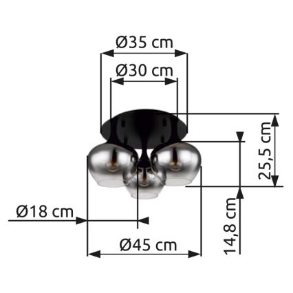 Globo - Nadgradni luster 3xE27/40W/230V pr. 45 cm crno