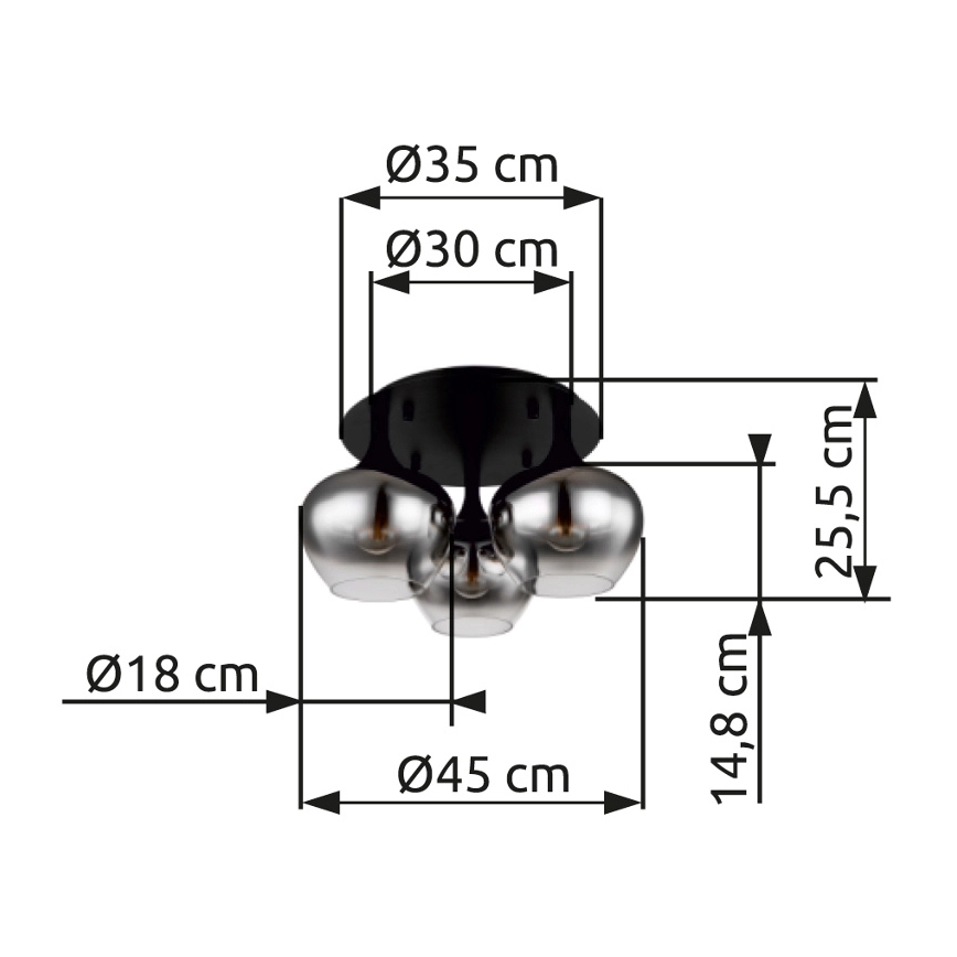 Globo - Nadgradni luster 3xE27/40W/230V pr. 45 cm crno