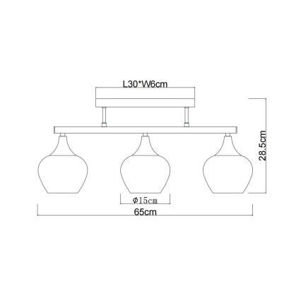 Globo - Nadgradni luster 3xE27/40W/230V crno