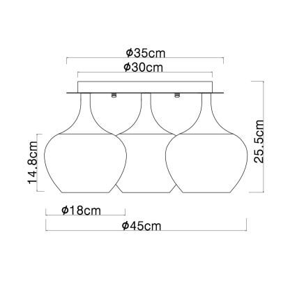 Globo - Nadgradni luster 3xE27/40W/230V pr. 45 cm bakrena