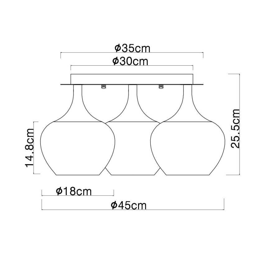 Globo - Nadgradni luster 3xE27/40W/230V pr. 45 cm bakrena