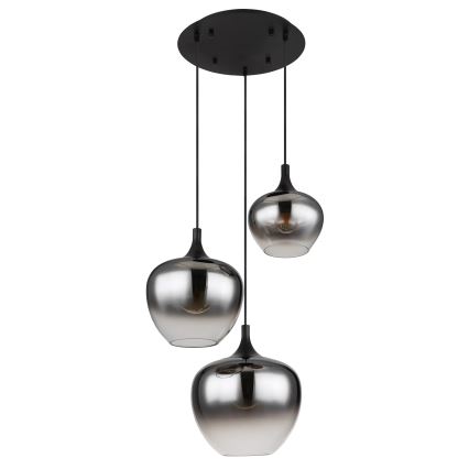 Globo - Luster na sajli 3xE27/40W/230V pr. 48 cm crno