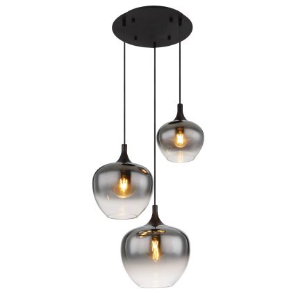 Globo - Luster na sajli 3xE27/40W/230V pr. 48 cm crno