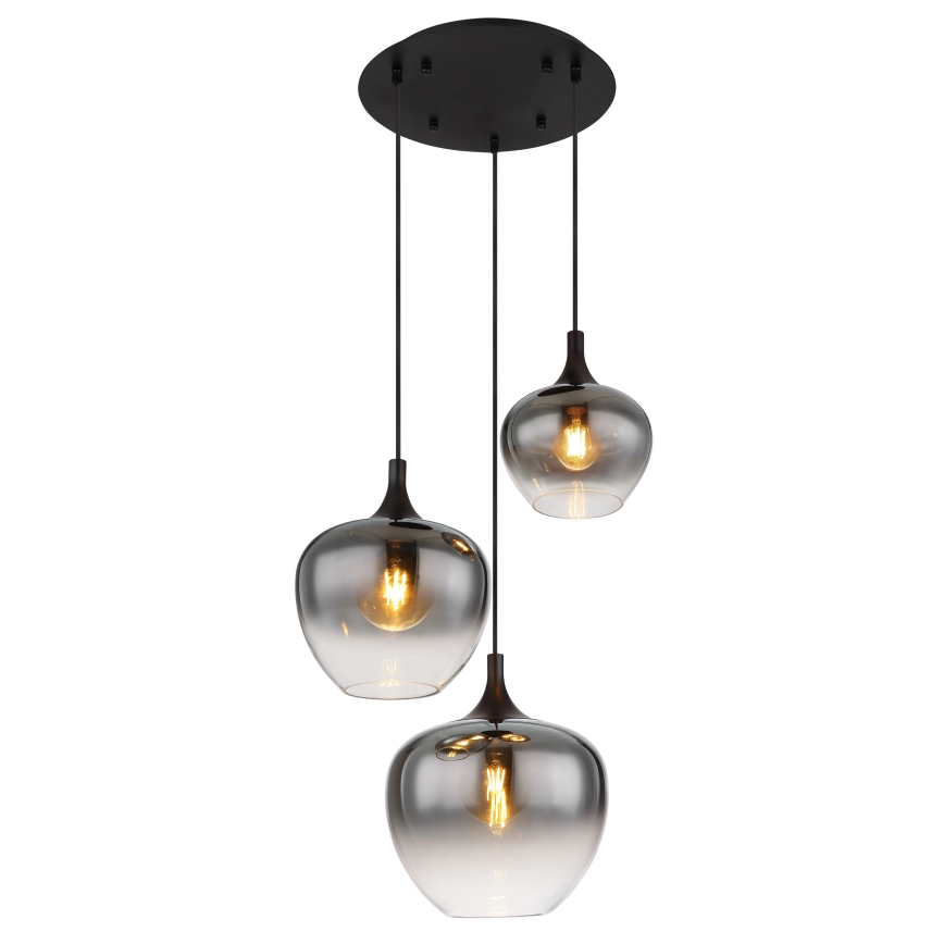 Globo - Luster na sajli 3xE27/40W/230V pr. 48 cm crno
