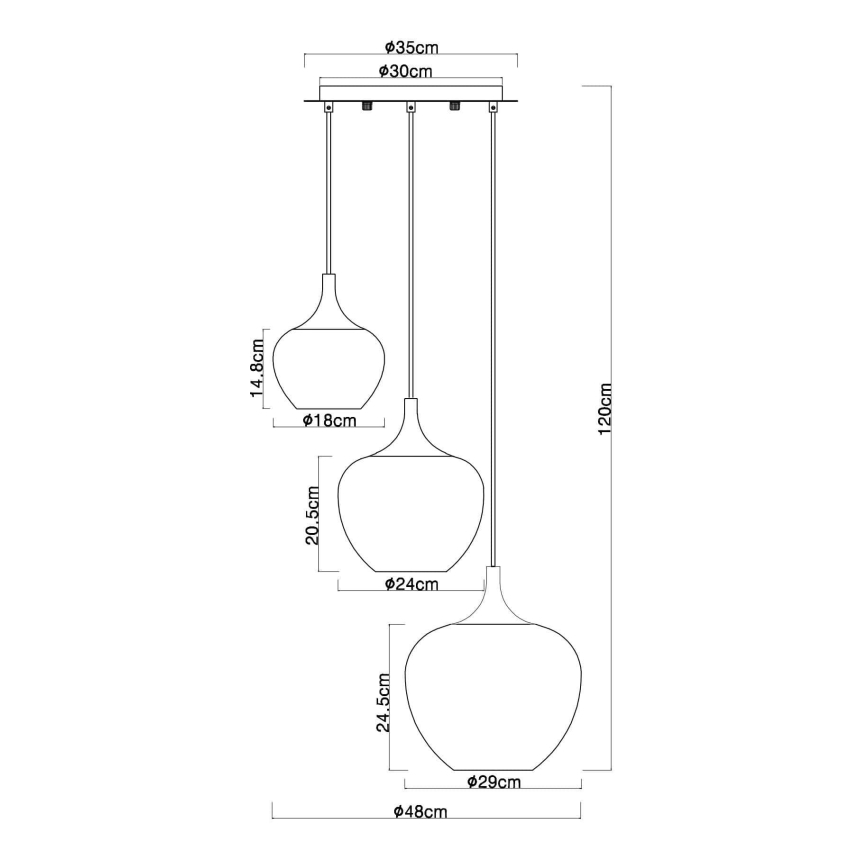 Globo - Luster na sajli 3xE27/40W/230V bela/antracit