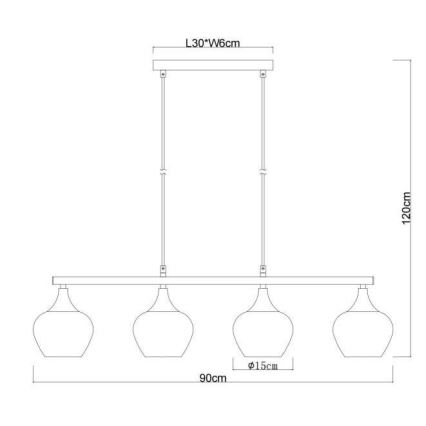 Globo - Luster na sajli 4xE27/40W/230V crno