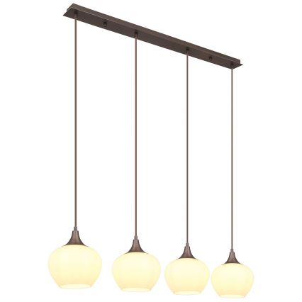 Globo - Luster na sajli 4xE27/40W/230V bela/braon