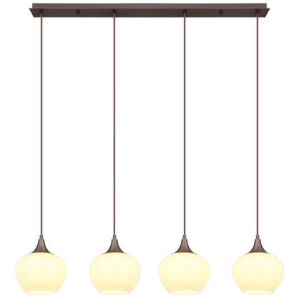 Globo - Luster na sajli 4xE27/40W/230V bela/braon