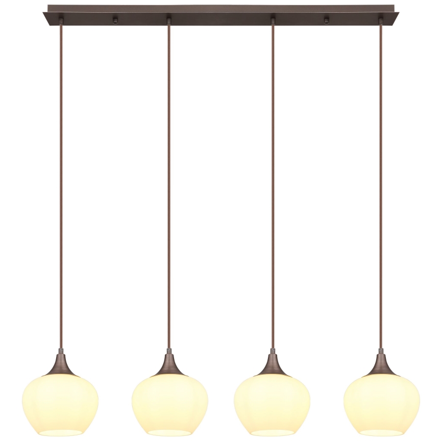 Globo - Luster na sajli 4xE27/40W/230V bela/braon