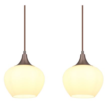 Globo - Luster na sajli 4xE27/40W/230V bela/braon