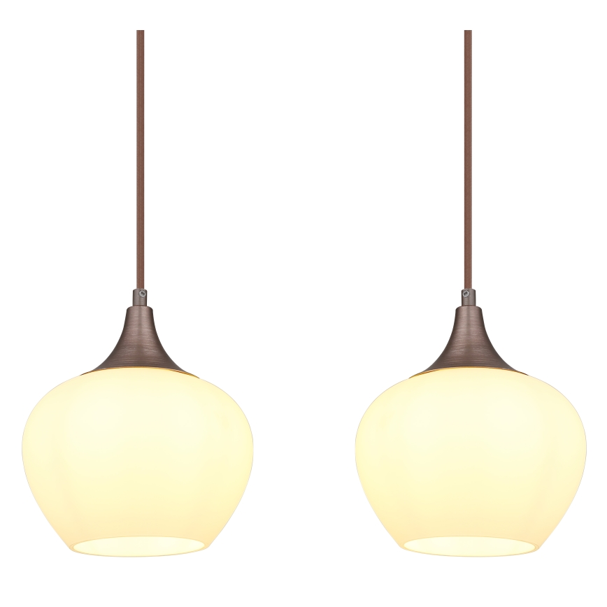 Globo - Luster na sajli 4xE27/40W/230V bela/braon