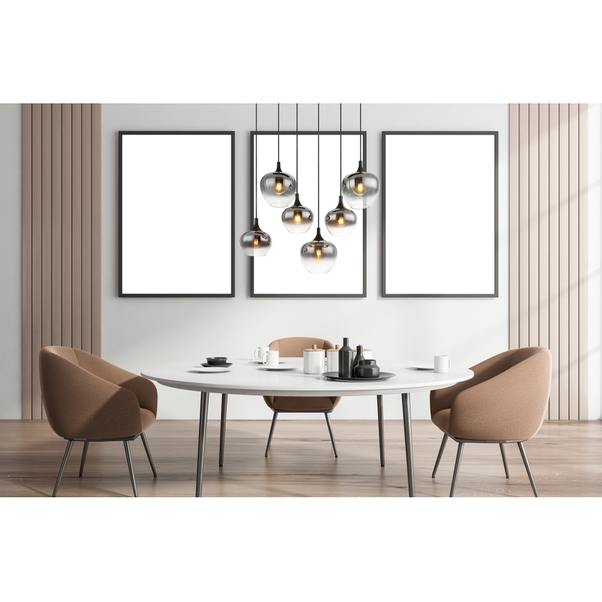 Globo - Luster na sajli 6xE27/40W/230V crno