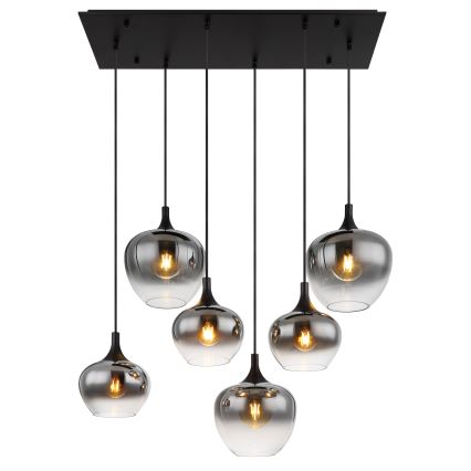 Globo - Luster na sajli 6xE27/40W/230V crno