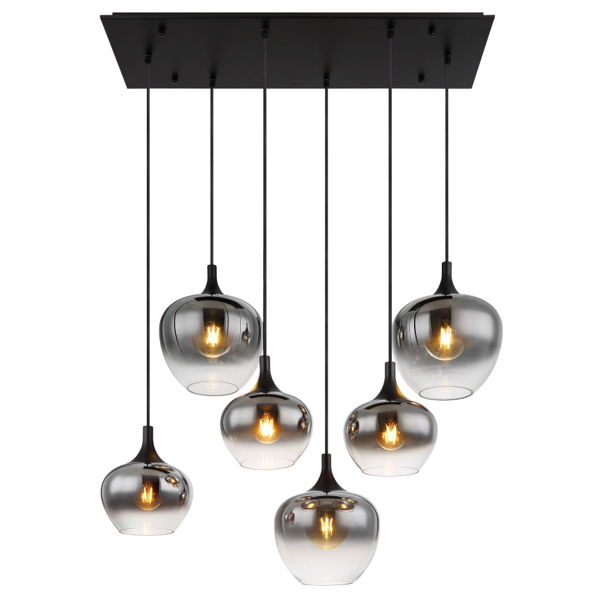 Globo - Luster na sajli 6xE27/40W/230V crno