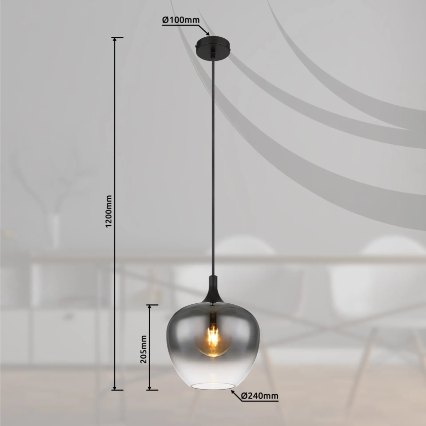 Globo - Luster na sajli 1xE27/40W/230V pr. 24 cm crno