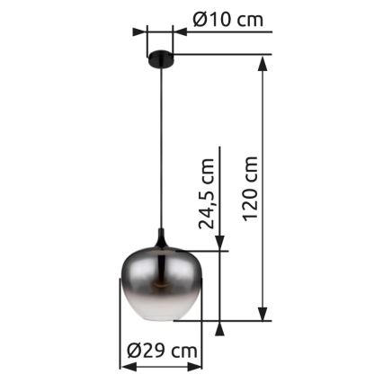 Globo - Luster na sajli 1xE27/60W/230V pr. 29 cm crno