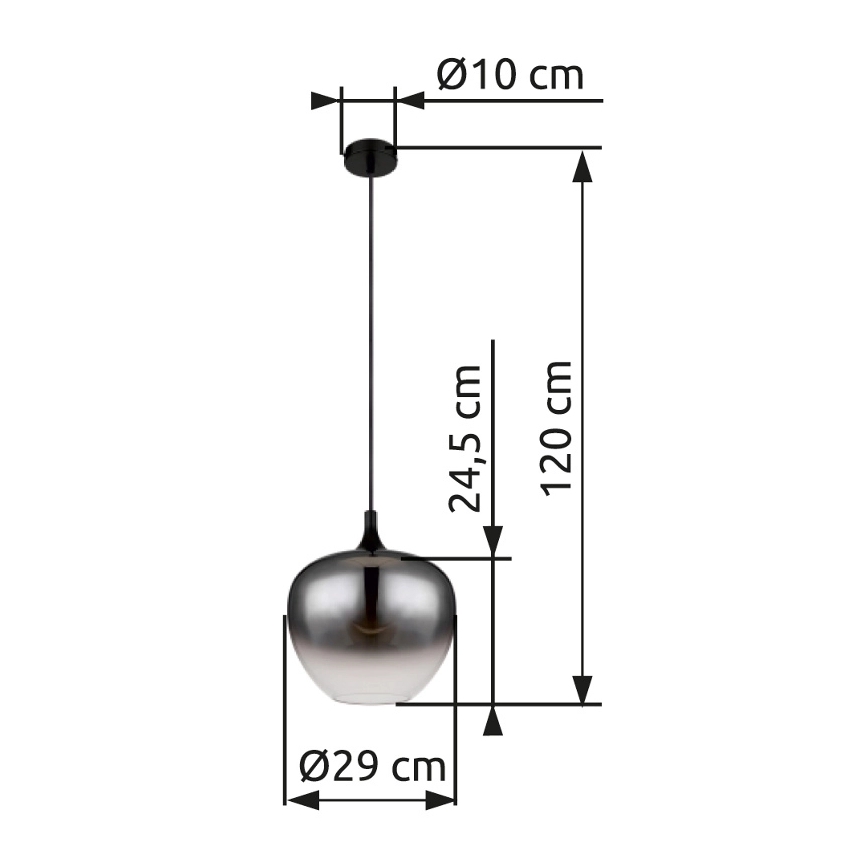 Globo - Luster na sajli 1xE27/60W/230V pr. 29 cm crno