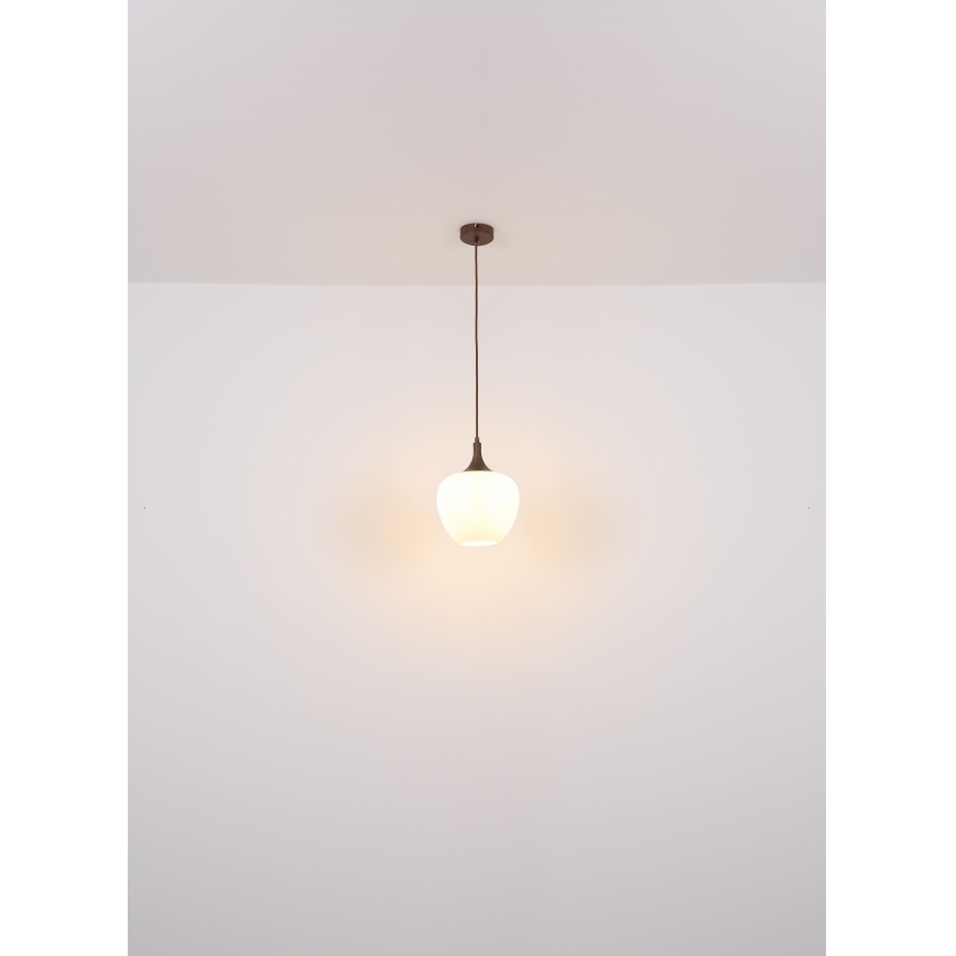 Globo - Luster na sajli 1xE27/60W/230V pr. 29 cm bela/braon