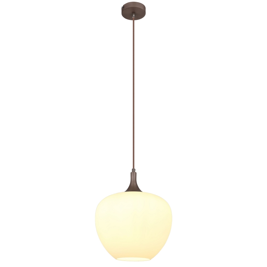 Globo - Luster na sajli 1xE27/60W/230V pr. 29 cm bela/braon