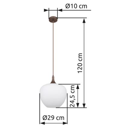 Globo - Luster na sajli 1xE27/60W/230V pr. 29 cm bela/braon