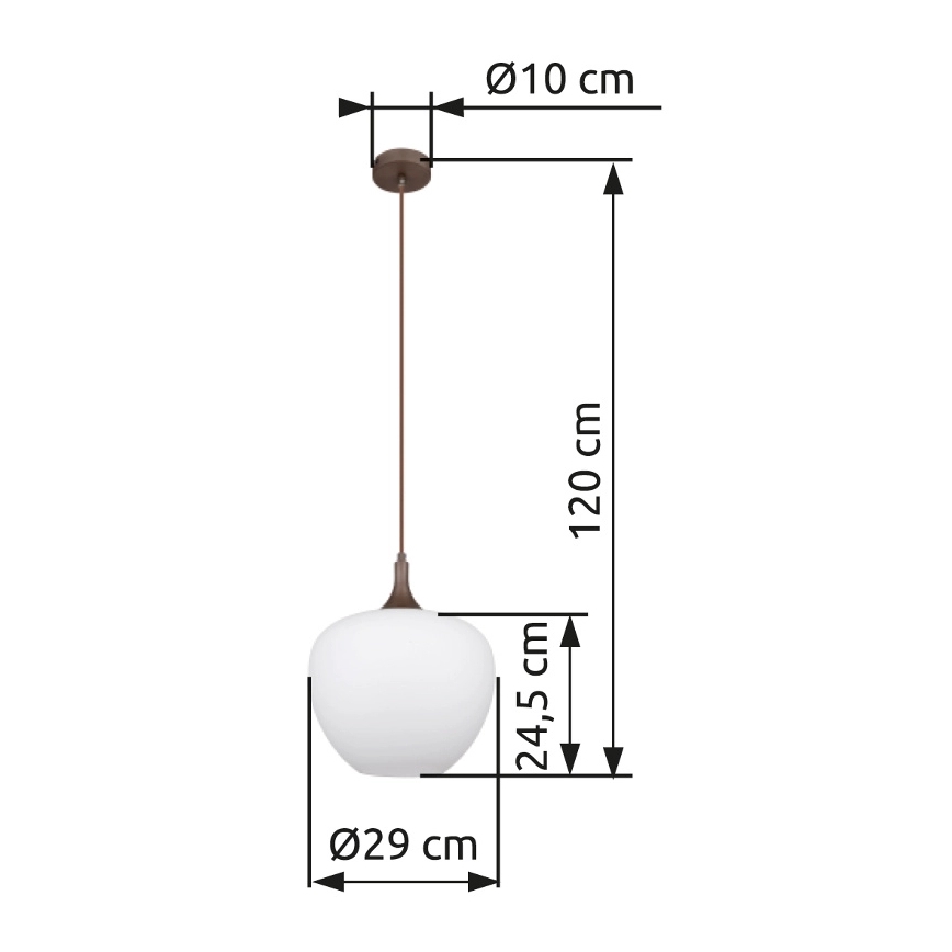 Globo - Luster na sajli 1xE27/60W/230V pr. 29 cm bela/braon