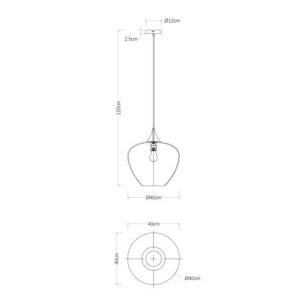 Globo - Luster na sajli 1xE27/60W/230V pr. 40 cm crno