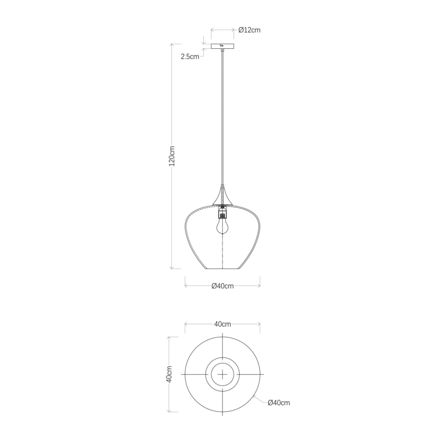 Globo - Luster na sajli 1xE27/60W/230V pr. 40 cm crno