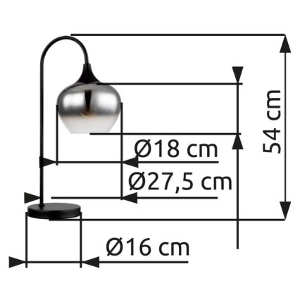 Globo - Stona lampa 1xE27/40W/230V crno