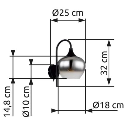 Globo - Zidna lampa 1xE27/40W/230V crno