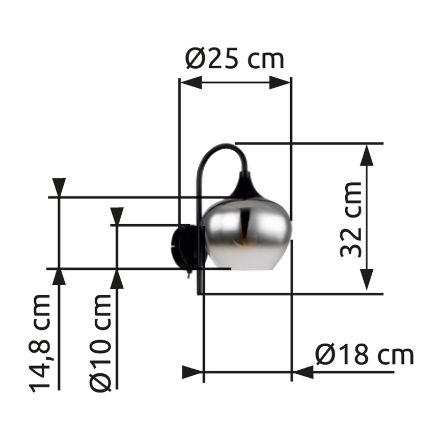 Globo - Zidna lampa 1xE27/40W/230V crno