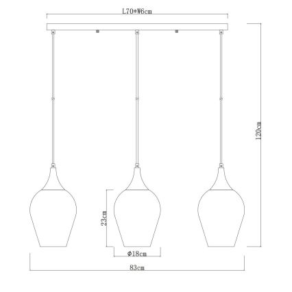 Globo - Luster na sajli 3xE27/60W/230V