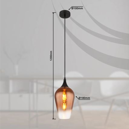 Globo - Luster na sajli 1xE27/60W/230V pr. 18 cm bakrena