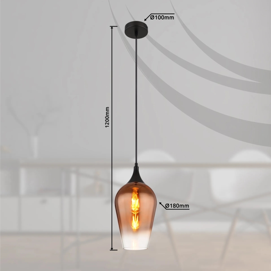 Globo - Luster na sajli 1xE27/60W/230V pr. 18 cm bakrena