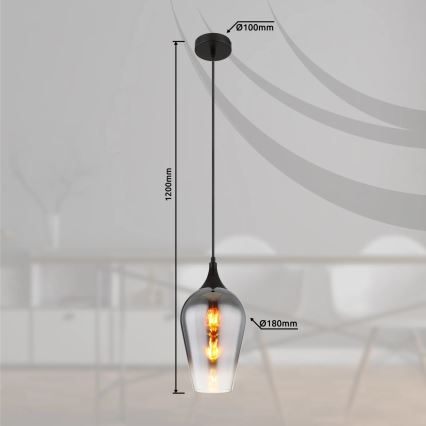 Globo - Luster na sajli 1xE27/60W/230V pr. 18 cm crno