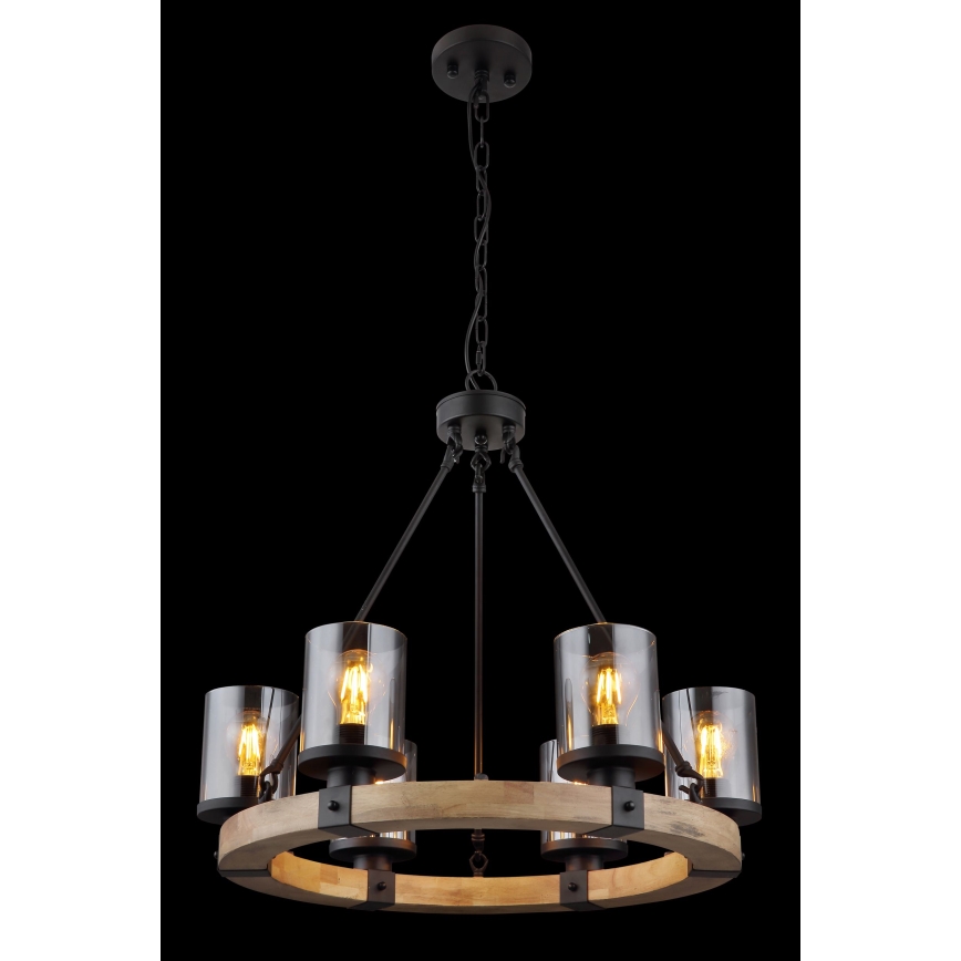 Globo - Luster na lancu 6xE27/60W/230V hrast