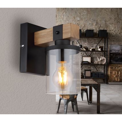 Globo - Zidna lampa 1xE27/60W/230V hrast/dimno