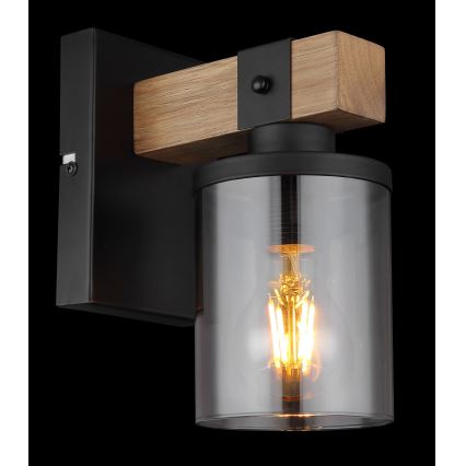 Globo - Zidna lampa 1xE27/60W/230V hrast/dimno