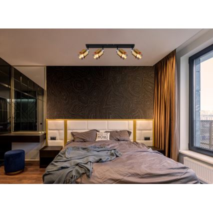 Globo - Reflektorsko svetlo 4xE27/40W/230V crna/mesing