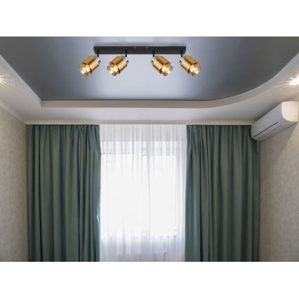 Globo - Reflektorsko svetlo 4xE27/40W/230V crna/mesing