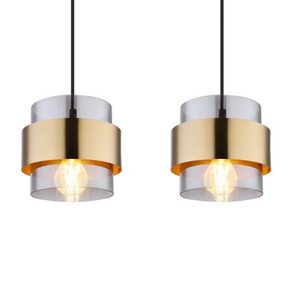 Globo - Luster na sajli 4xE27/60W/230V crno/mesing