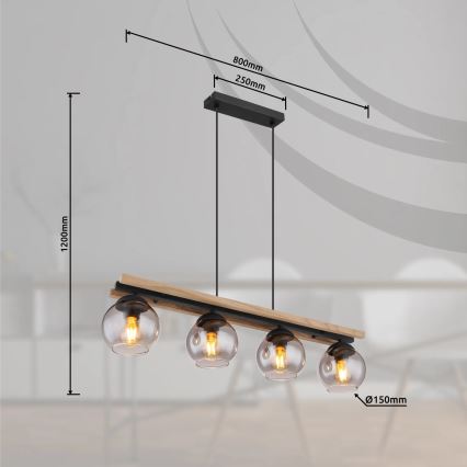 Globo - Luster na sajli 4xE27/25W/230V