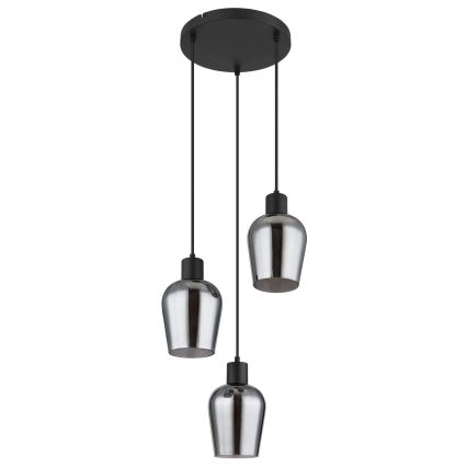 Globo - Luster na sajli 3xE27/40W/230V pr. 28,5 cm crno
