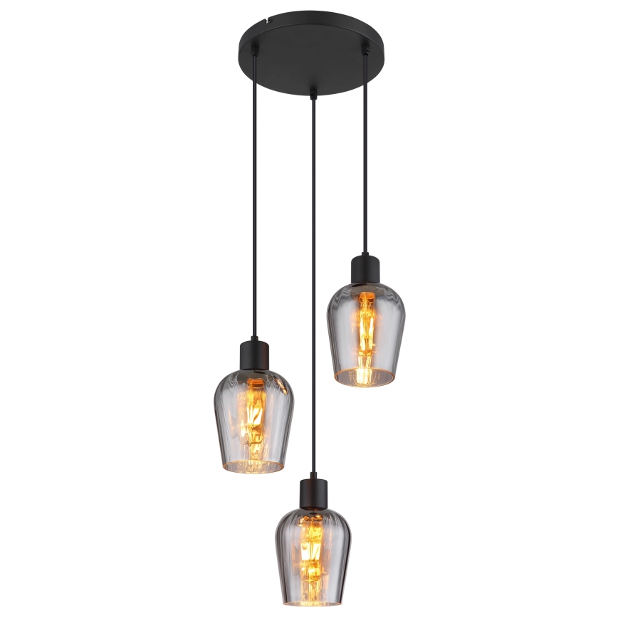 Globo - Luster na sajli 3xE27/40W/230V pr. 28,5 cm crno