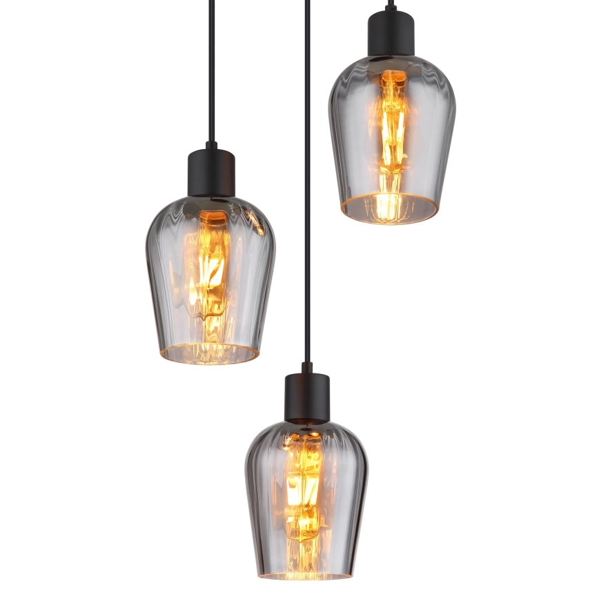 Globo - Luster na sajli 3xE27/40W/230V pr. 28,5 cm crno