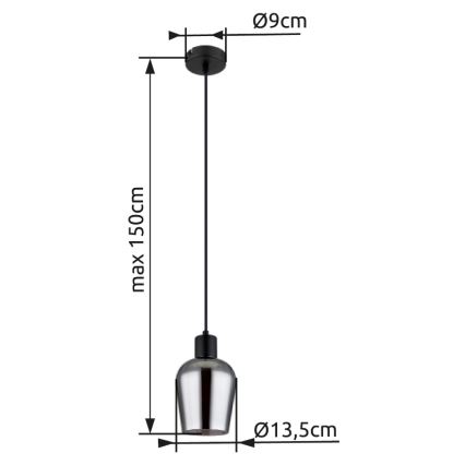 Globo - Luster na sajli 1xE27/40W/230V pr. 13,5 cm crno