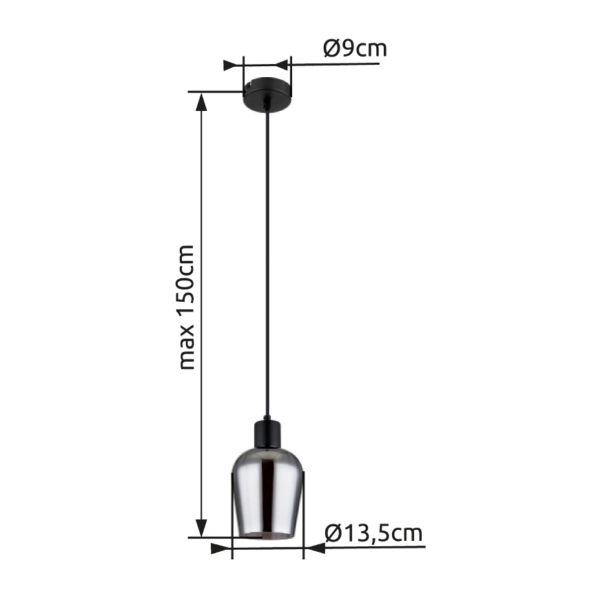 Globo - Luster na sajli 1xE27/40W/230V pr. 13,5 cm crno
