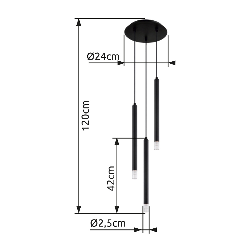 Globo - Luster na sajli 3xG9/4W/230V pr. 24 cm crno
