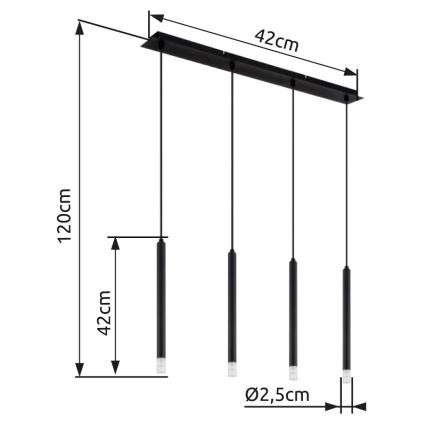 Globo - Luster na sajli 4xG9/4W/230V crno