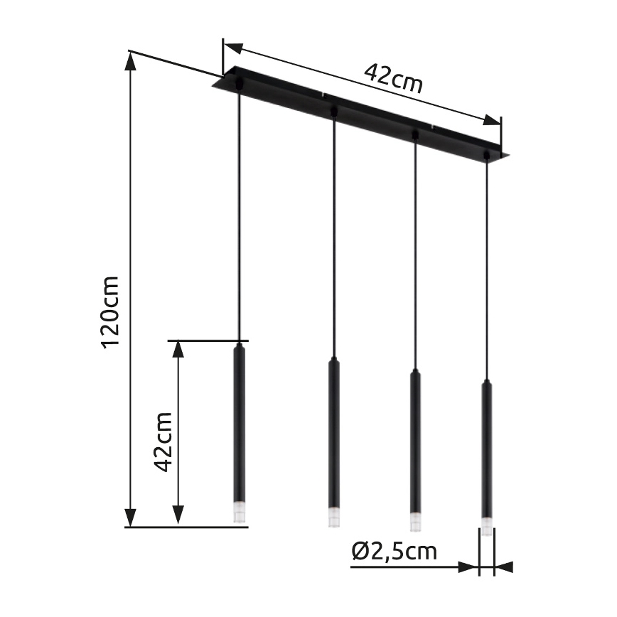 Globo - Luster na sajli 4xG9/4W/230V crno